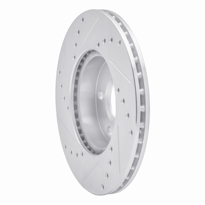 Buick Skylark Brake Rotor (1) - Front Right - R1 Concepts - Drilled & Slotted - Silver - `90-`05